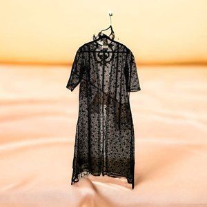 Lace long tunic w/ small sequins